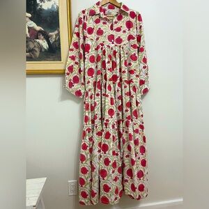 Floral Red and White Maxi Dress